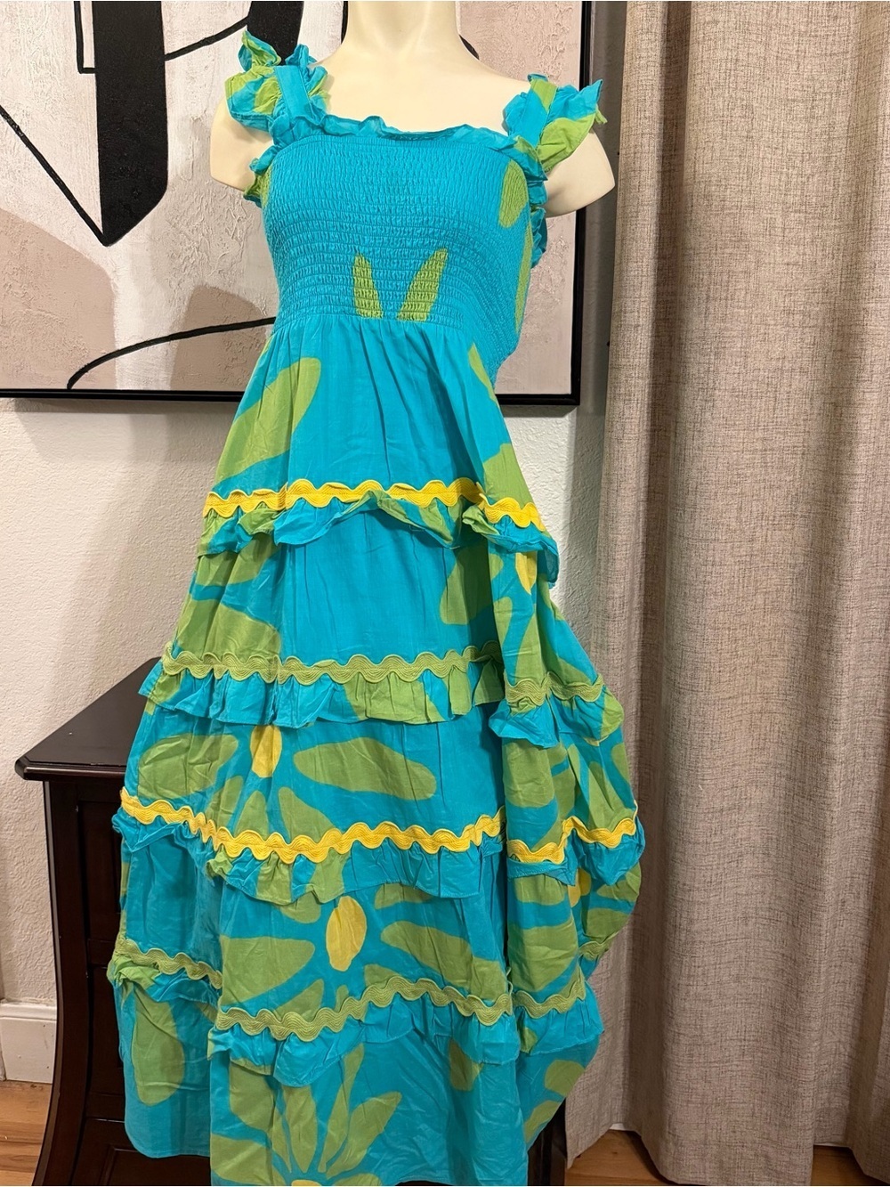 J. Marie The Indi Tier Ric Rac Maxi Dress Sz Small